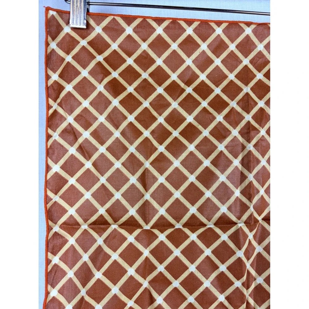 Set of 4 Terracotta Brown Lattice Print Cloth Napkins Autumn Harvest Table Decor